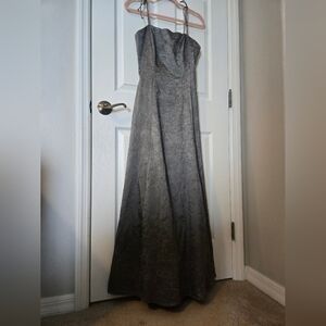 Strapless Gray Evening Prom Gown - Y2K Vintage